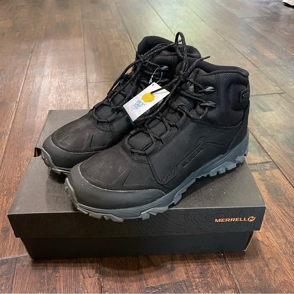 Merrell men's coldpack ice+ mid polar waterproof boots Black Leather Shoes
